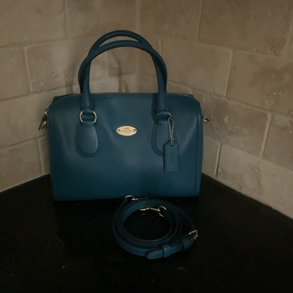 Coach Teal Satchel Bag with Detachable Strap